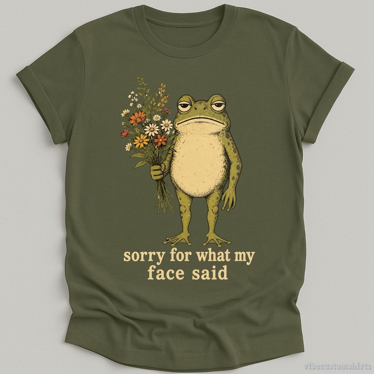 T-Shirt Military Green / S Sorry For What My Face Said Frog Shirt
