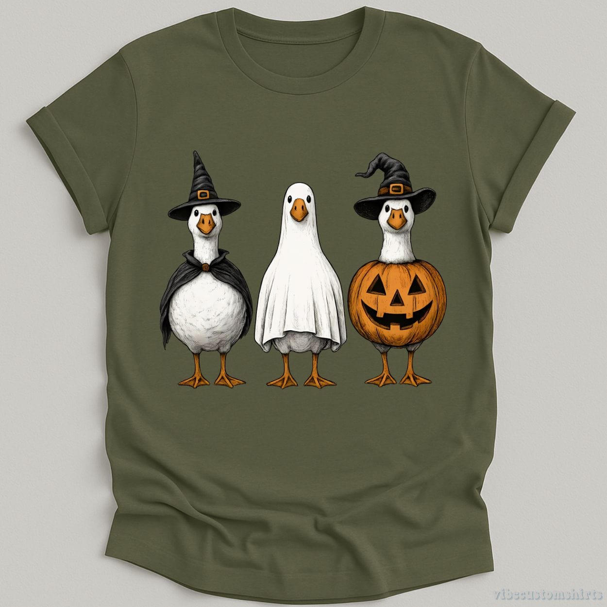 T-Shirt Military Green / S Vintage Goose Halloween Shirt
