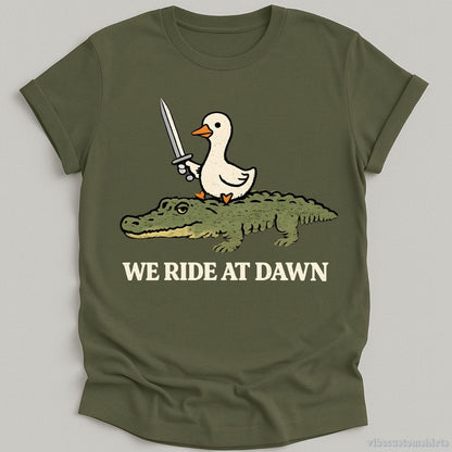T-Shirt Military Green / S We Ride At Dawn Crocodile and Goose Shirt