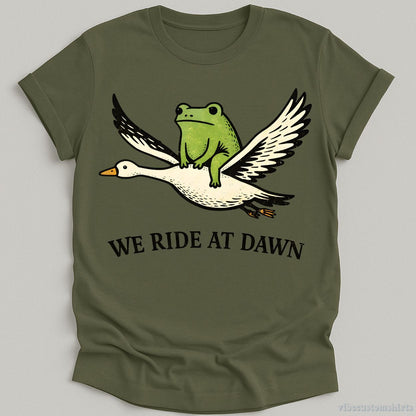 T-Shirt Military Green / S We Ride At Dawn Frog And Goose Shirt