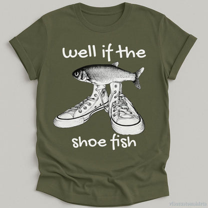 T-Shirt Military Green / S Well If Shoe Fish Vintage Shirt