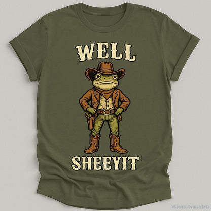 T-Shirt Military Green / S Well Sheeyit Vintage Western Frog Shirt