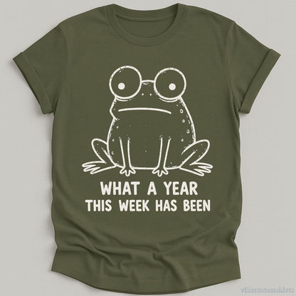 T-Shirt Military Green / S What A Year This Week Has Been Vintage Frog Shirt