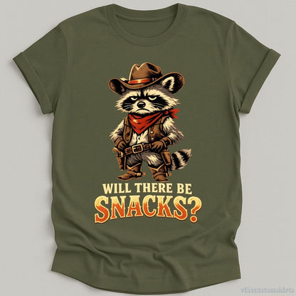 T-Shirt Military Green / S Will There Be Snacks Raccoon Shirt