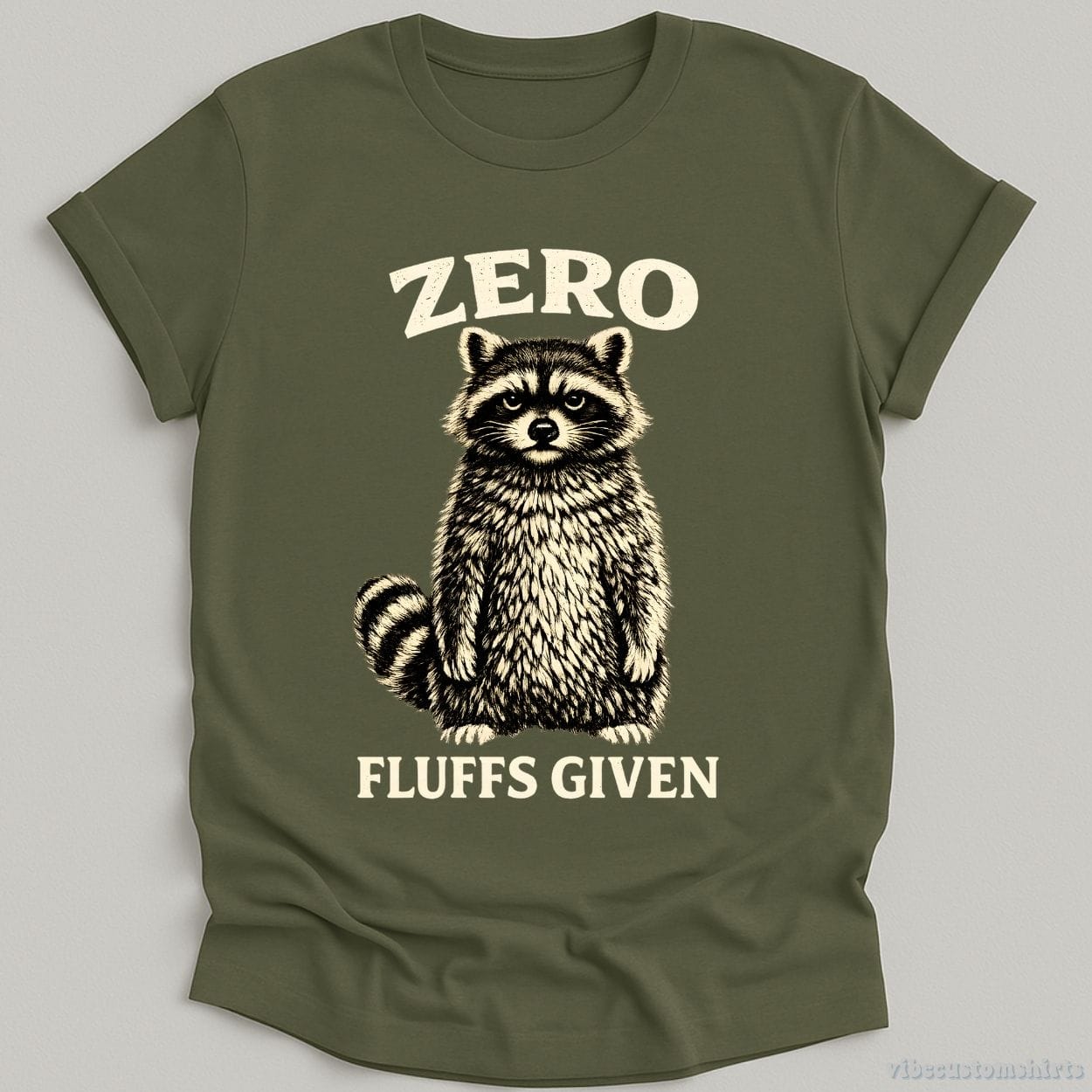 T-Shirt Military Green / S Zero Fluffs Given Raccoon Shirt