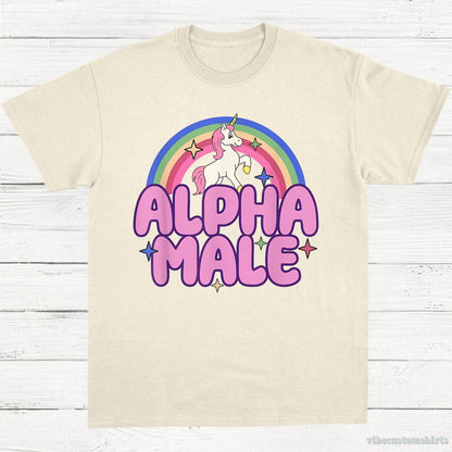 T-Shirt Natural / S Alpha Male Funny Unicorn Shirt