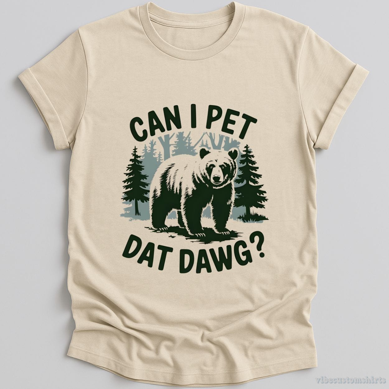 T-Shirt Natural / S Can I Pet Dat Dawg Bear Meme Shirt