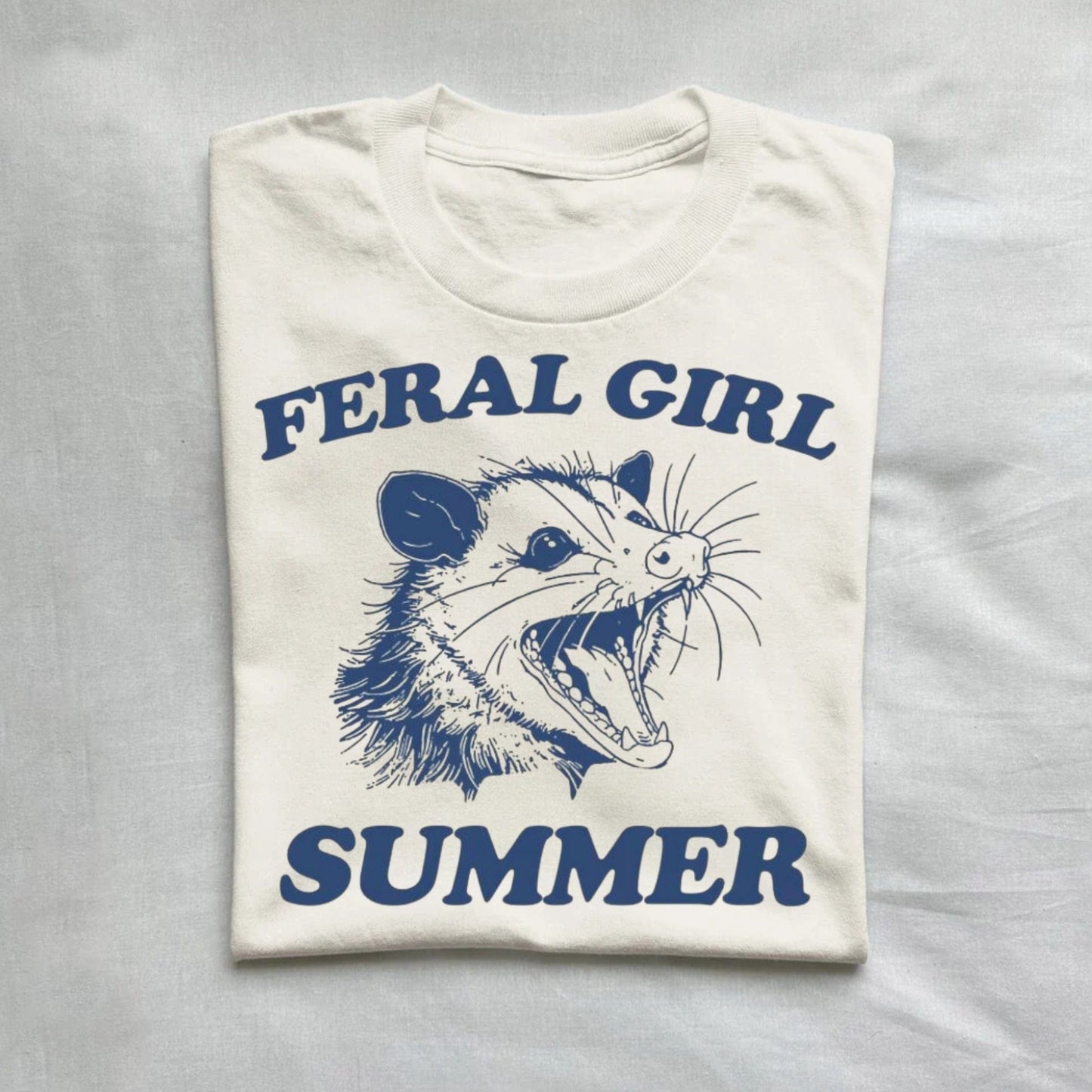 T-Shirt Natural / S Feral Girl Summer Opossum T Shirt