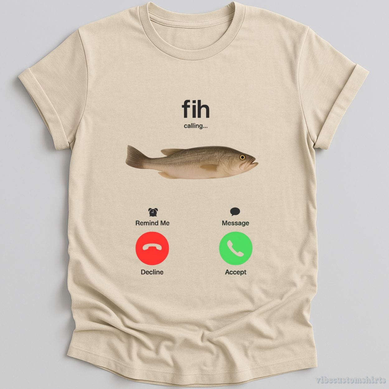 T-Shirt Natural / S Fih Calling Phone Call Misspelled Meme Shirt