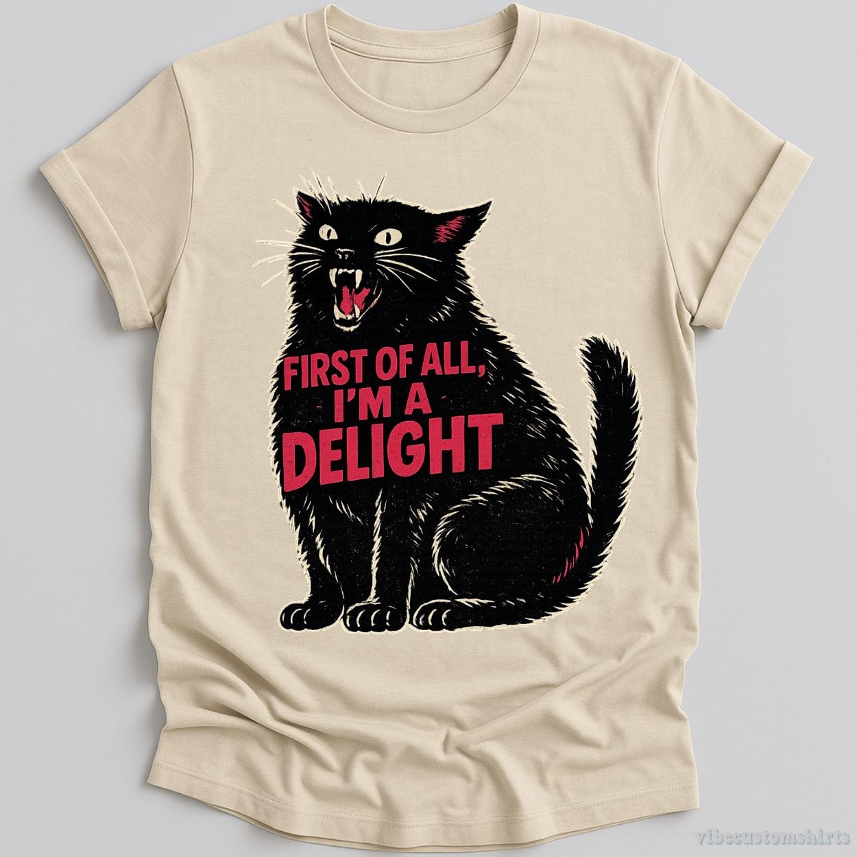T-Shirt Natural / S First Of All I'm A Delight Black Cat Shirt