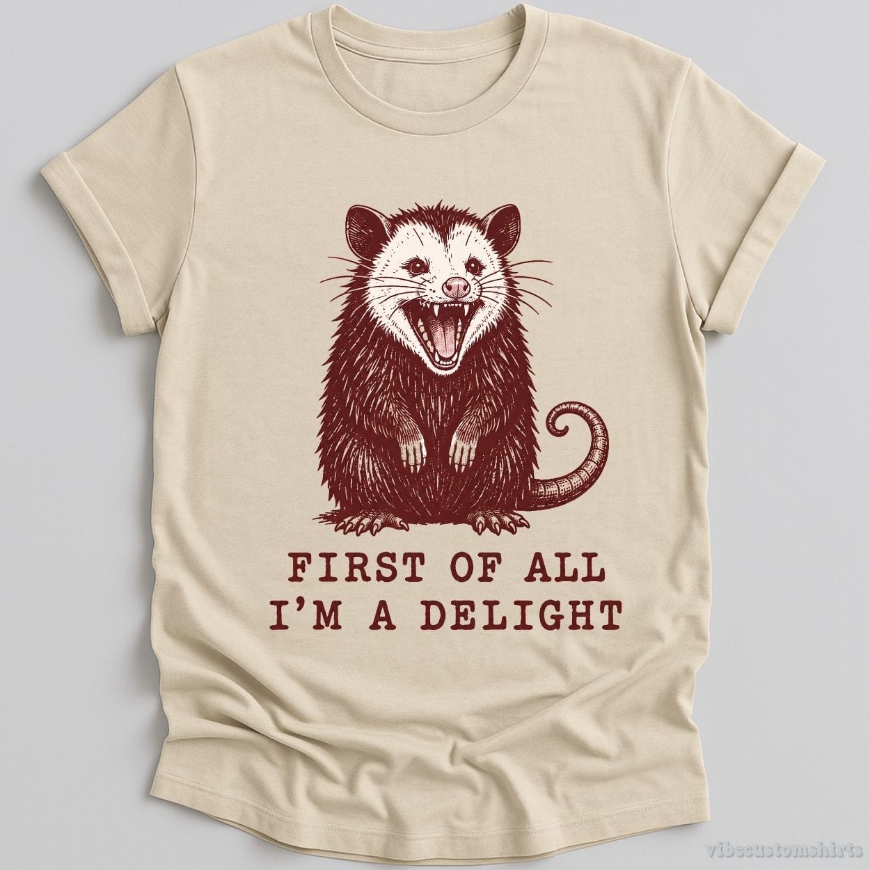T-Shirt Natural / S First Of All I'm A Delight Opossum Shirt