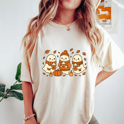 T-Shirt Natural / S Ghost Coffee Lover Halloween Shirt