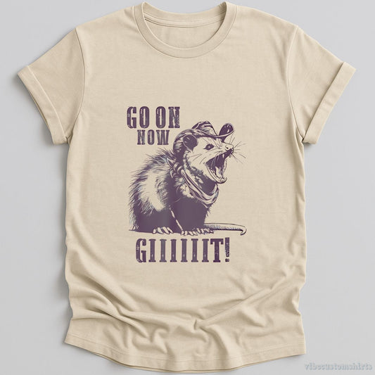 T-Shirt Natural / S Go On Now Git Cowboy Opossum Vintage Shirt