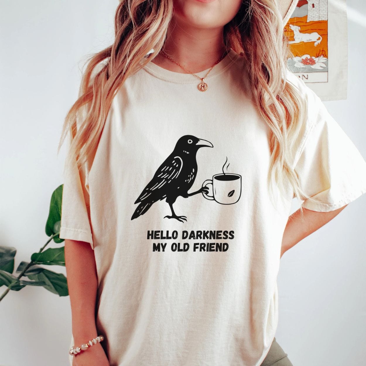 T-Shirt Natural / S Hello Darkness My Old Friend Raven Crow Shirt