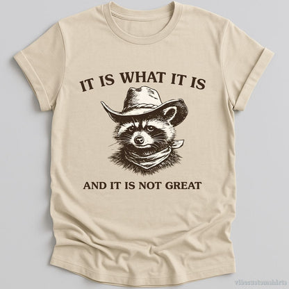 T-Shirt Natural / S It is What It is And It is Not Great Cowboy Raccoon Shirt