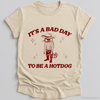T-Shirt Natural / S It's A Bad Day To Be A Hotdog Cowboy Raccoon Shirt