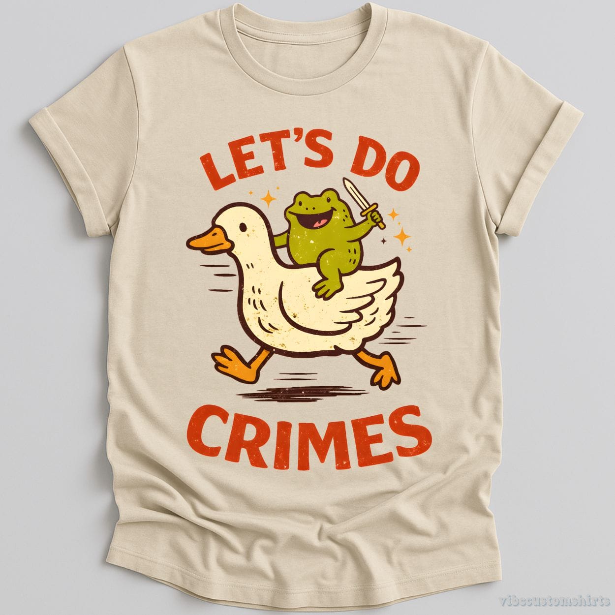 T-Shirt Natural / S Let's Do Crimes Funny Frog And Duck Shirt
