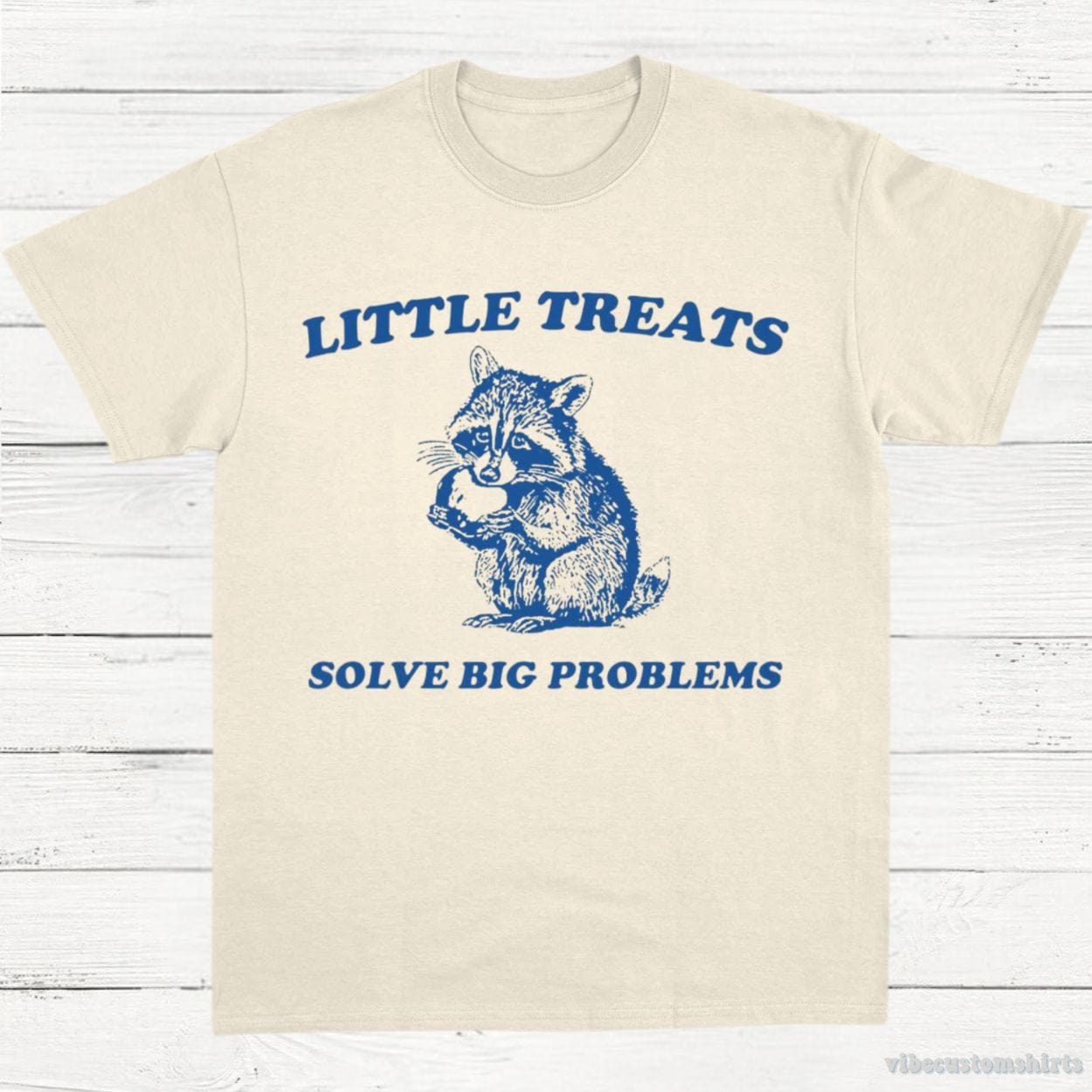 T-Shirt Natural / S Little Treats Solve Big Problems Cute Raccoon T-Shirt