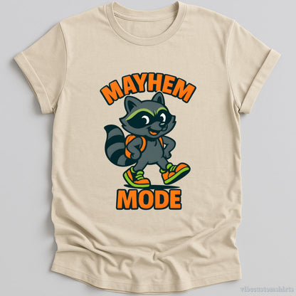 T-Shirt Natural / S Mayhem Mode Cute Raccoon Cartoon Shirt