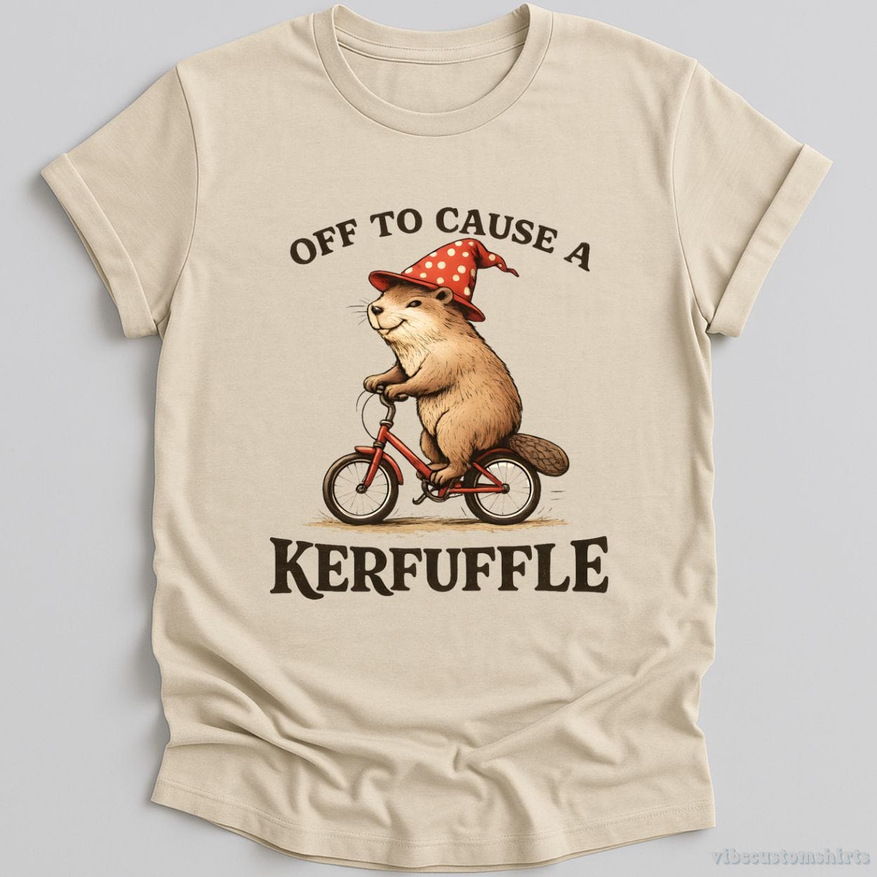 T-Shirt Natural / S Off to Cause a Kerfuffle Vintage Beaver Shirt