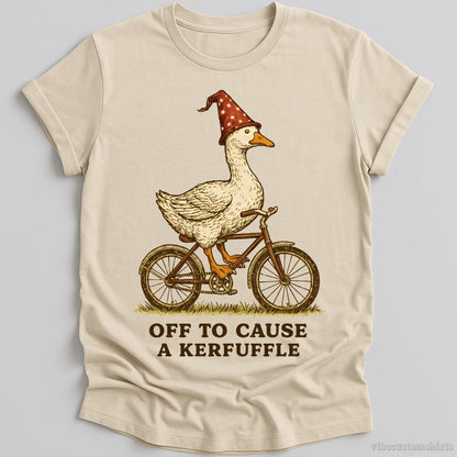 T-Shirt Natural / S Off To Cause A Kerfuffle Witch Goose Shirt
