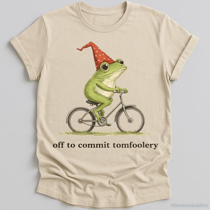 T-Shirt Natural / S Off To Commit Tomfoolery Funny Wizard Frog Shirt