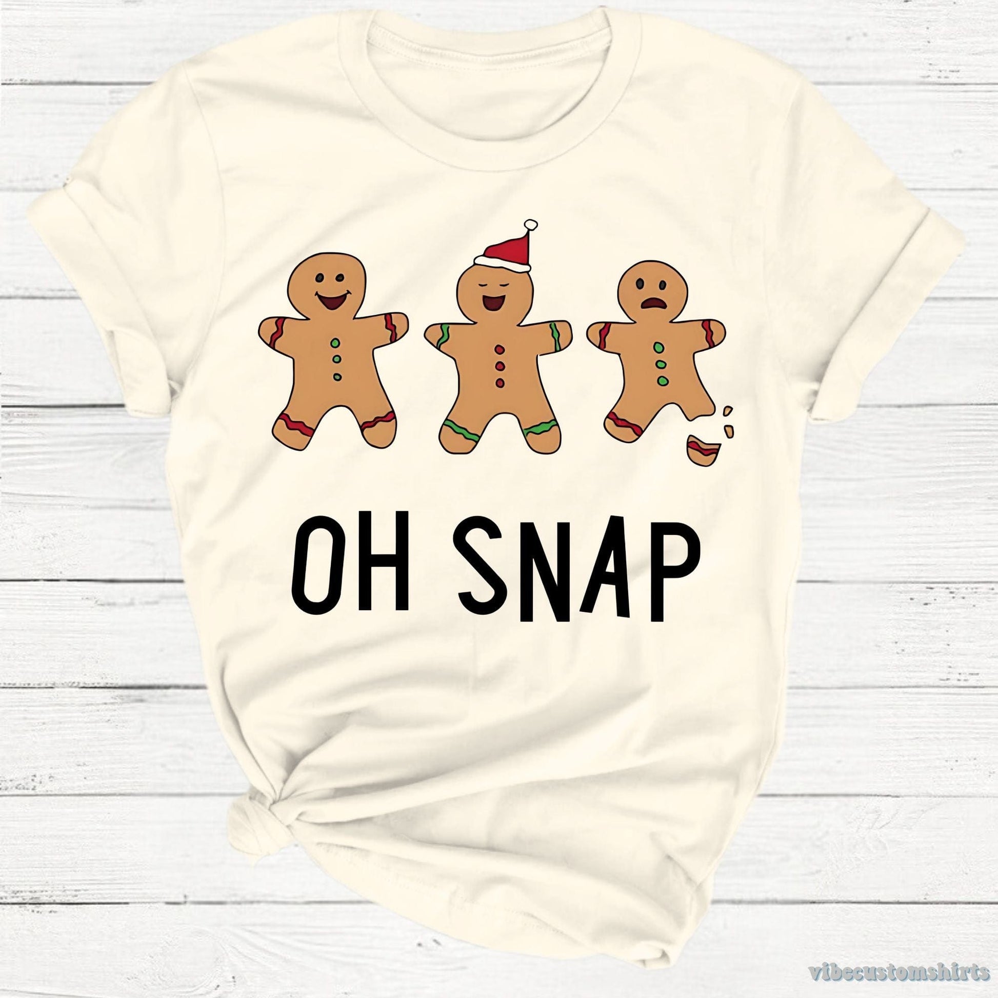 T-Shirt Natural / S Oh Snap Funny Gingerbread T-Shirt