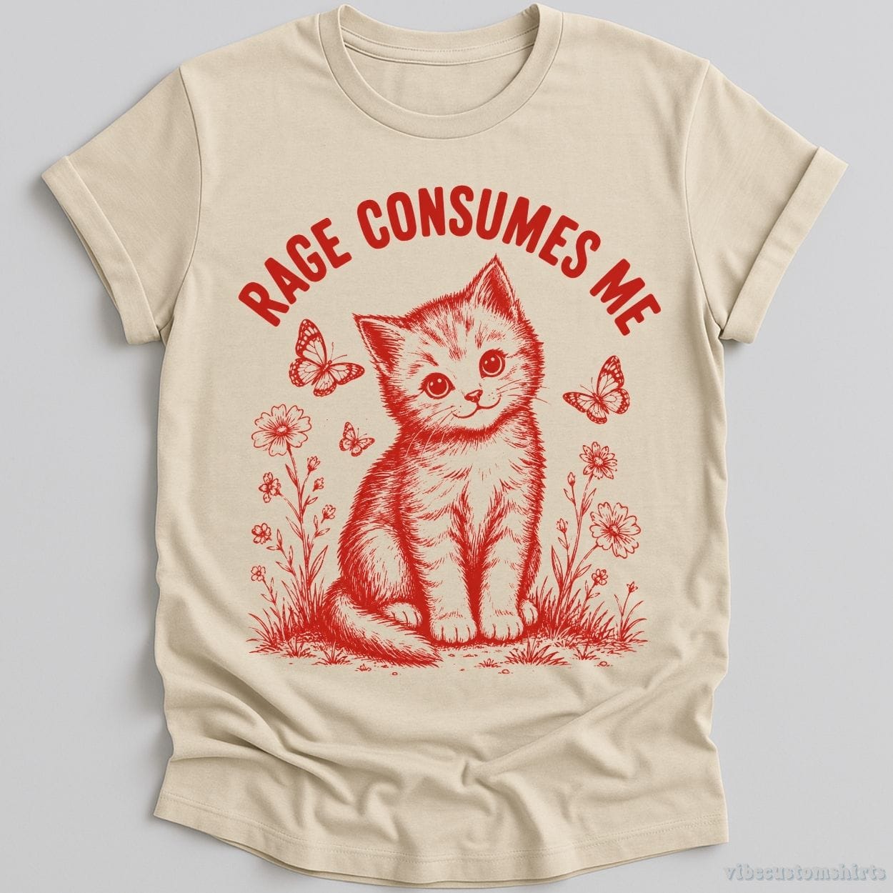 T-Shirt Natural / S Rage Consumes Me Cute Kitten Shirt