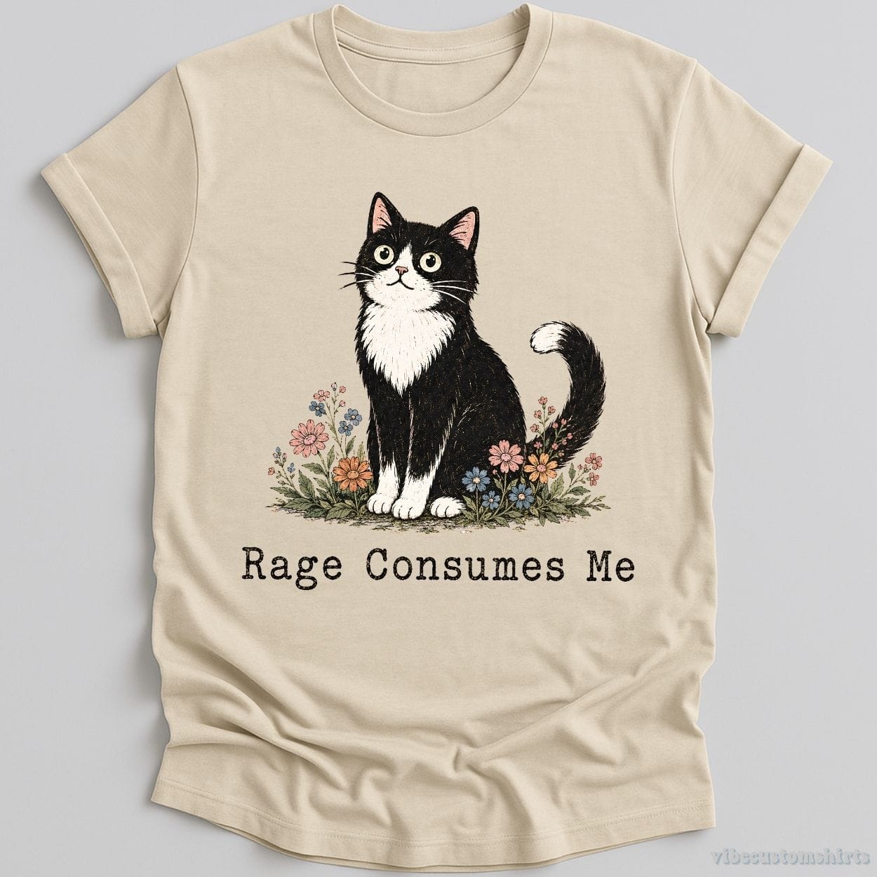 T-Shirt Natural / S Rage Consumes Me Fluffy Cat Shirt