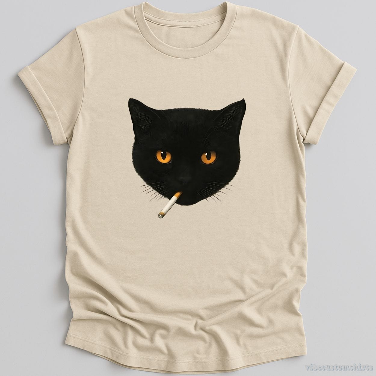 T-Shirt Natural / S Smoking Black Cat Funny Shirt