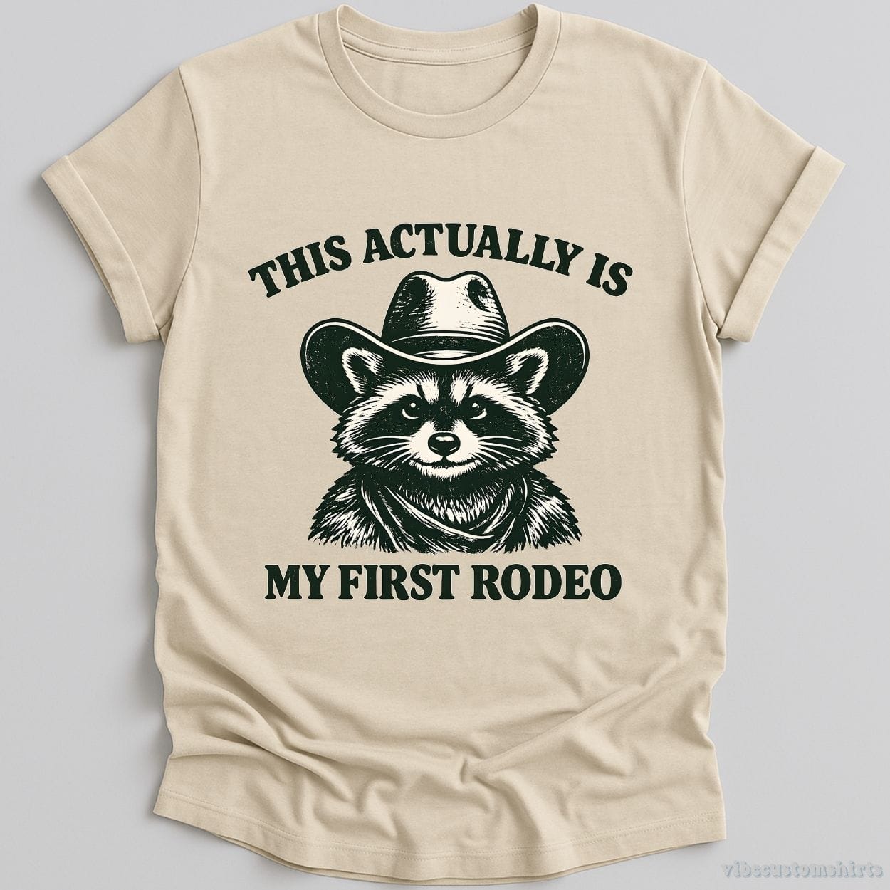 T-Shirt Natural / S This Actually is My First Rodeo Western Raccoon Shirt