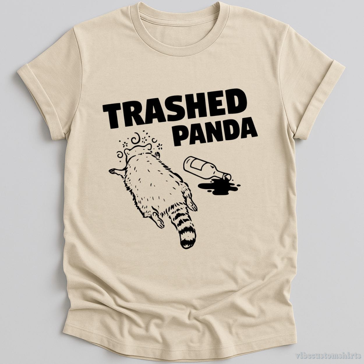T-Shirt Natural / S Trashed Panda Drunk Funny Raccoon Shirt
