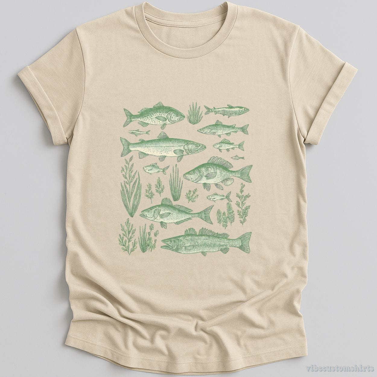 T-Shirt Natural / S Vintage Fish Tattoo Style Shirt