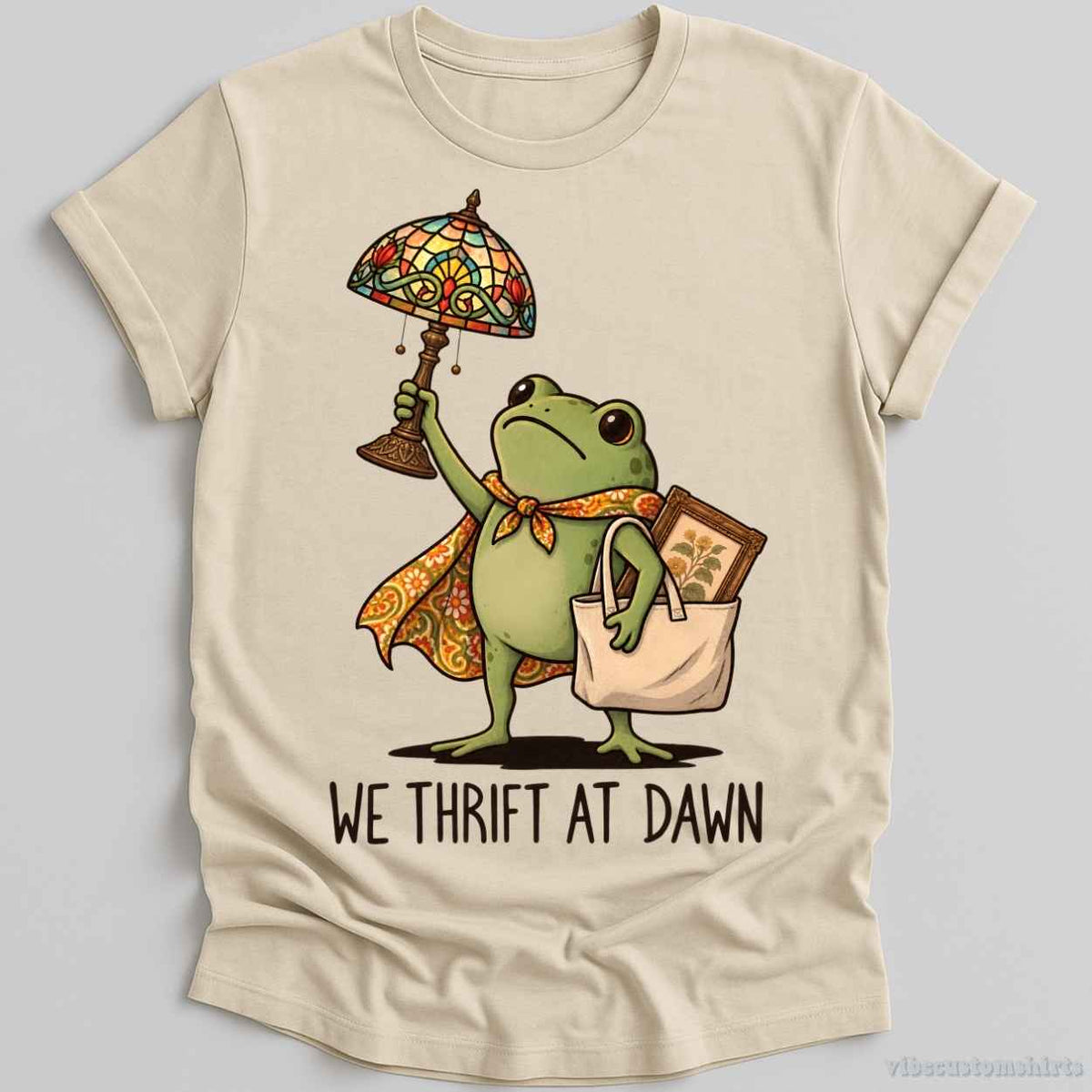 T-Shirt Natural / S We Thrift At Dawn Humor Frog Shirt