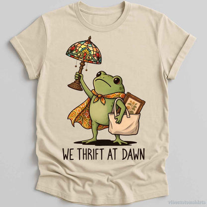T-Shirt Natural / S We Thrift At Dawn Humor Frog Shirt