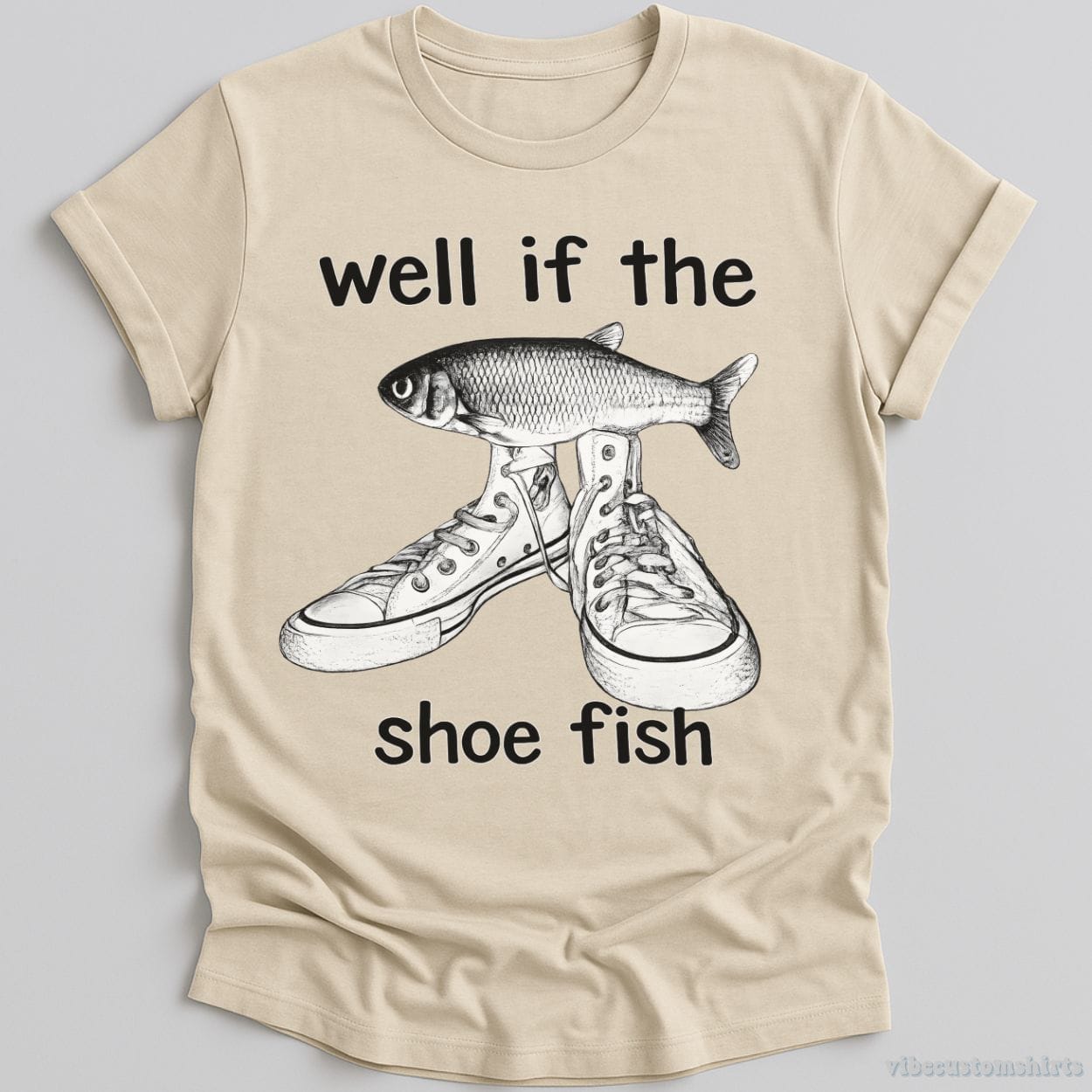 T-Shirt Natural / S Well If Shoe Fish Vintage Shirt
