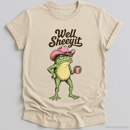 T-Shirt Natural / S Well Sheeyit Pink Hat Cowboy Frog Shirt