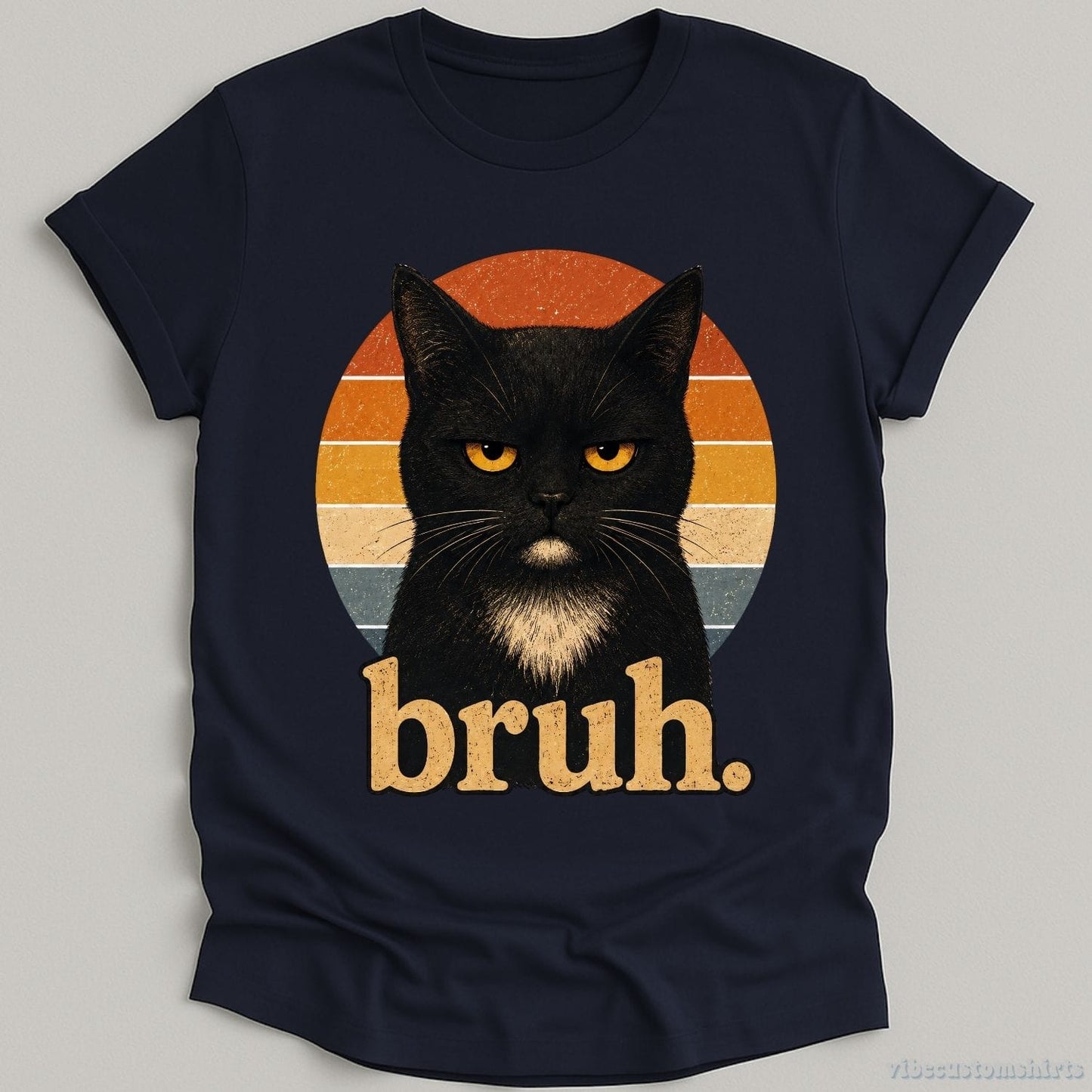 T-Shirt Navy / S Bruh Cat Meme Shirt