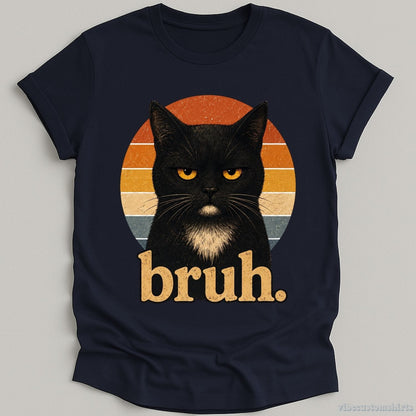 T-Shirt Navy / S Bruh Cat Meme Shirt