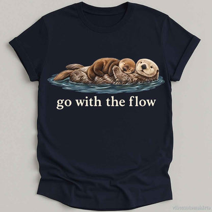T-Shirt Navy / S Cozy Otters Go With The Flow Shirt