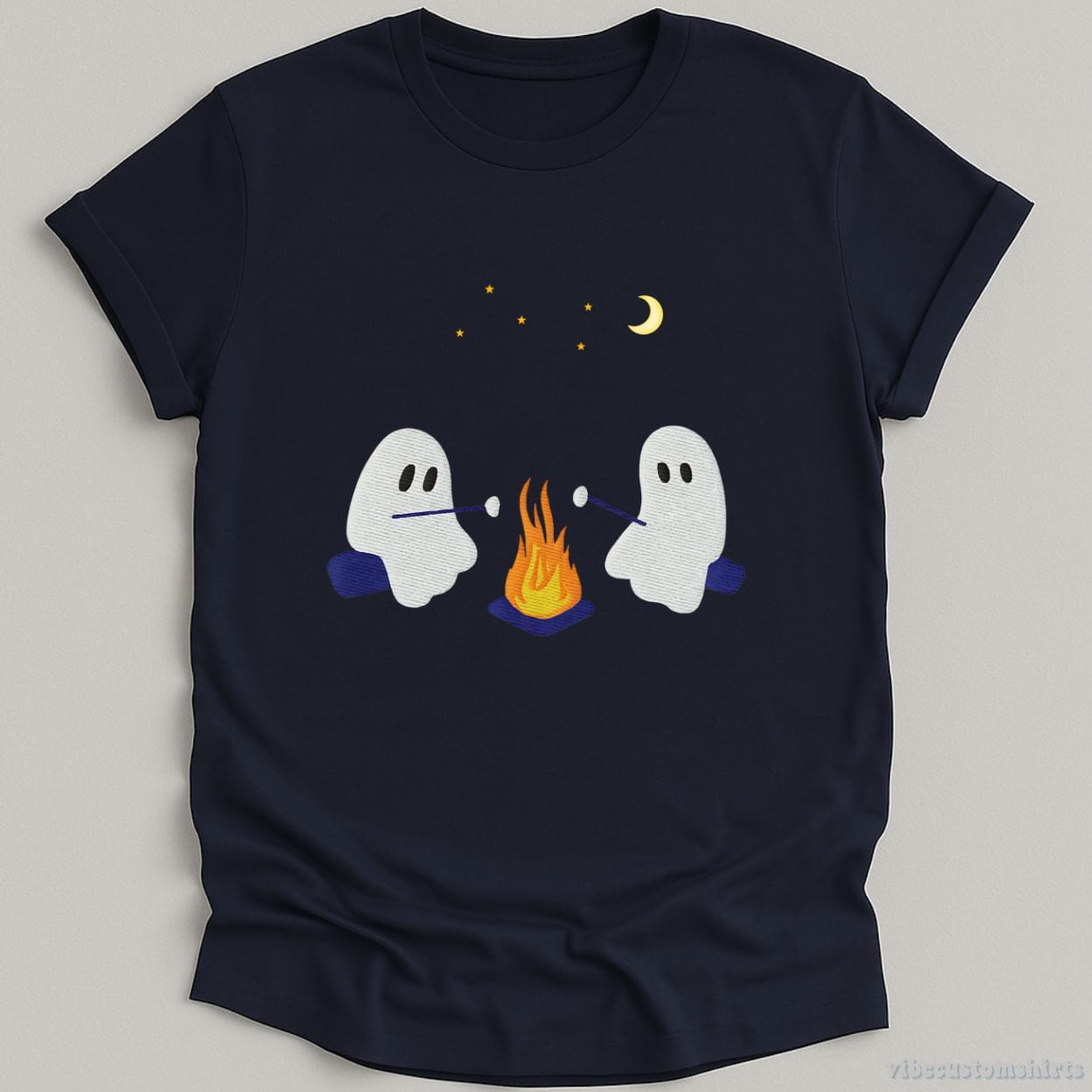 T-Shirt Navy / S Cute Ghosts Camping Halloween Shirt