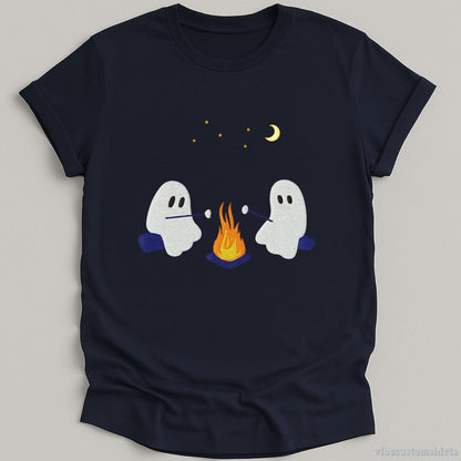 T-Shirt Navy / S Cute Ghosts Camping Halloween Shirt