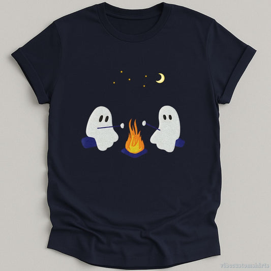 T-Shirt Navy / S Cute Ghosts Camping Halloween Shirt