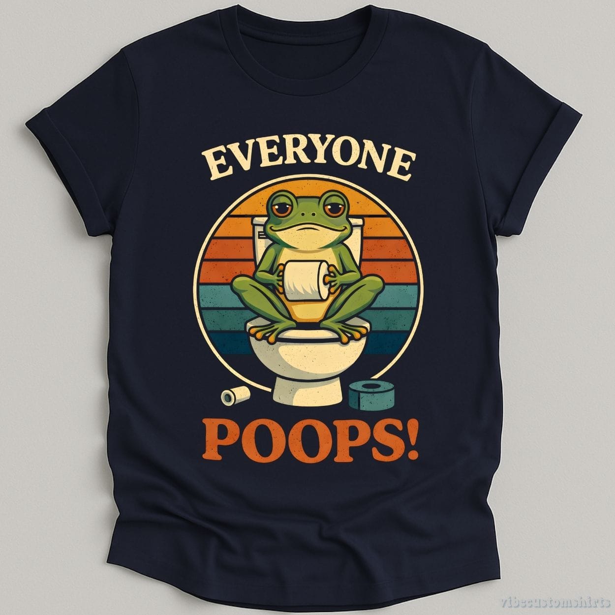 T-Shirt Navy / S Everyone Poops Funny Frog Humor Shirt
