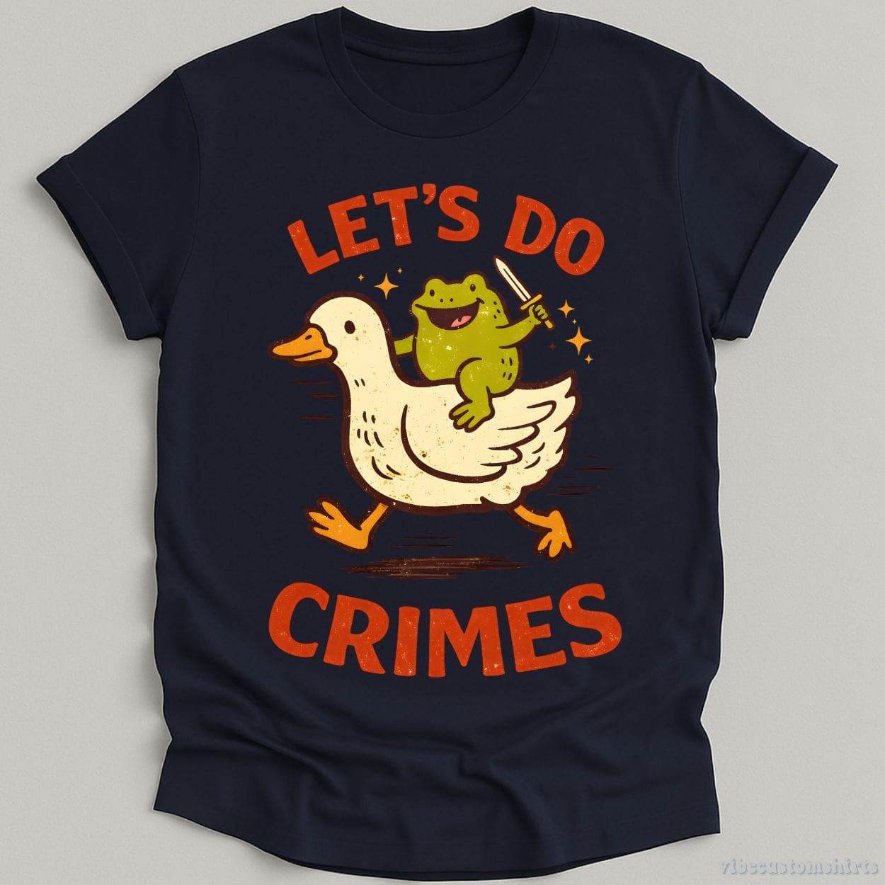 T-Shirt Navy / S Let's Do Crimes Funny Frog And Duck Shirt