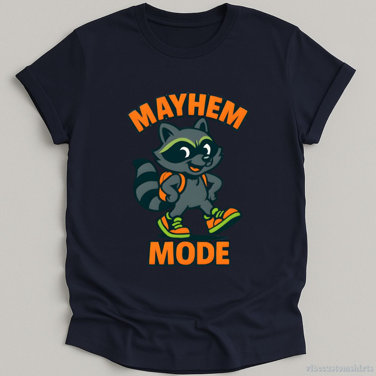 T-Shirt Navy / S Mayhem Mode Cute Raccoon Cartoon Shirt