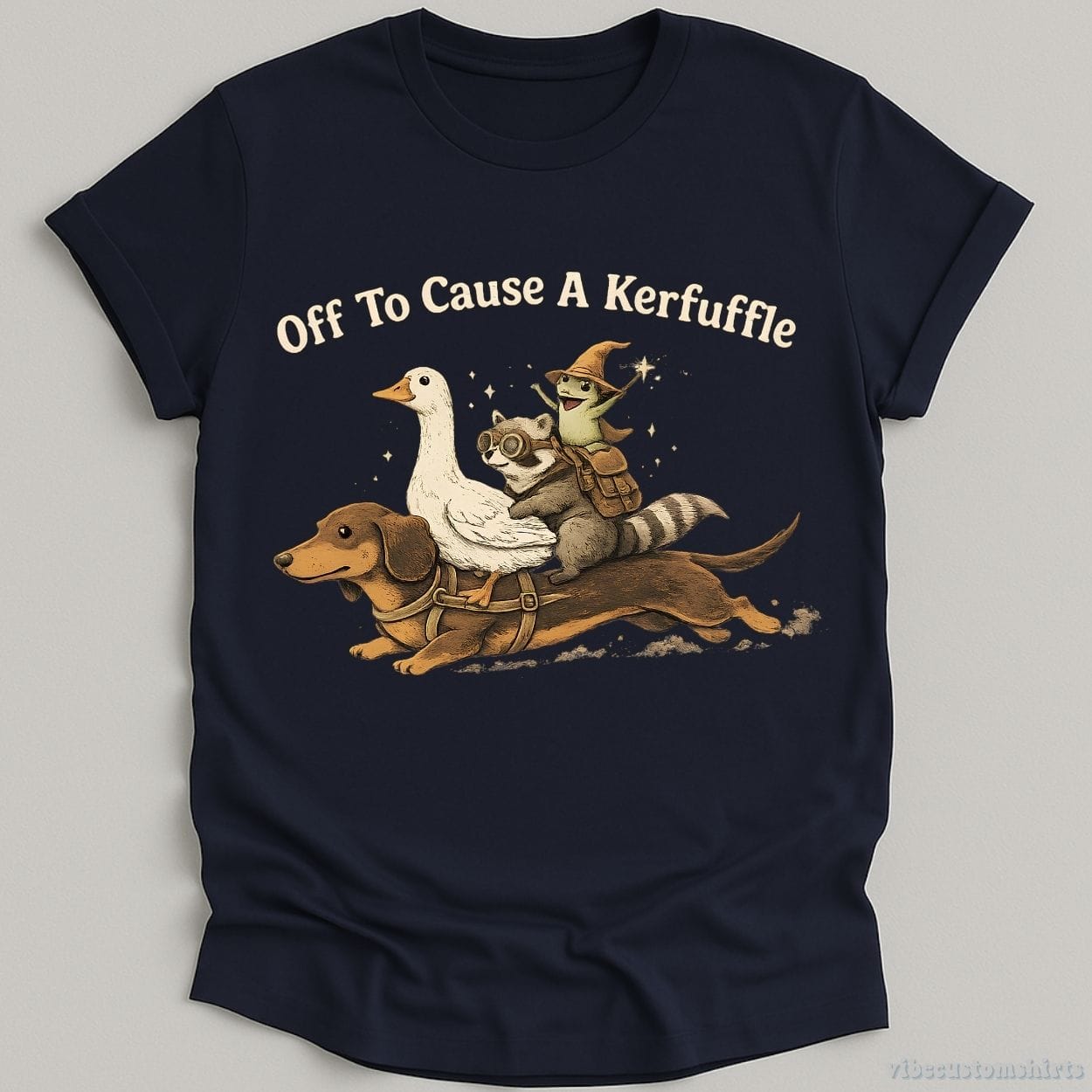 T-Shirt Navy / S Off To Cause A Kerfuffle Funny Animal Adventure Shirt