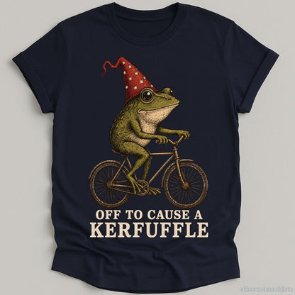 T-Shirt Navy / S Off To Cause A Kerfuffle Vintage Frog on a Bicycle Shirt