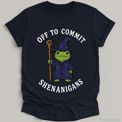 T-Shirt Navy / S Off To Commit Shenanigans Wizard Frog Shirt