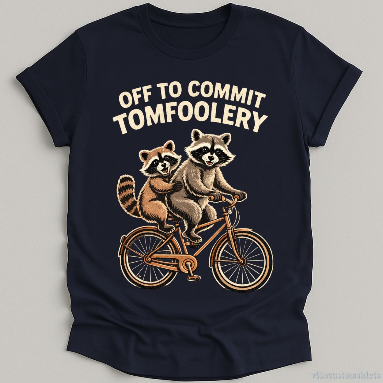 T-Shirt Navy / S Off To Commit Tomfoolery Raccoon Shirt